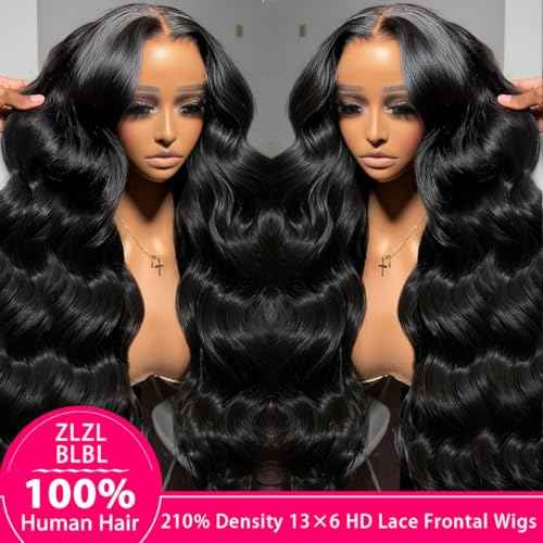 13x6 Lace Front Wigs Human Hair Pre Plucked 210 Density Body Wave HD Lace Front Wigs for Women Human Hair Glueless (Natural Color Body Wave Wig, 26 Inch)