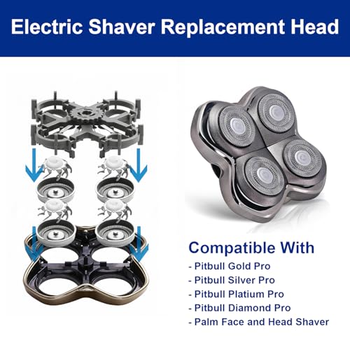 4 Pack Shaver Replacement Blades Compatible with Sku*l Shaver Pitbull Gold PRO & Silver - Pitbull Shaver Replacement Blade, Enhanced Pitbull Shaver Replacement Heads for Superior Shaving