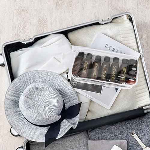 Cosywell Travel Bottles for Toiletries 10PCS Plastic Squeeze Bottles TSA Approved Travel Size Containers Leakproof Plastic Cream Jars Refillable Cream Lotion Travel Essential Toiletries