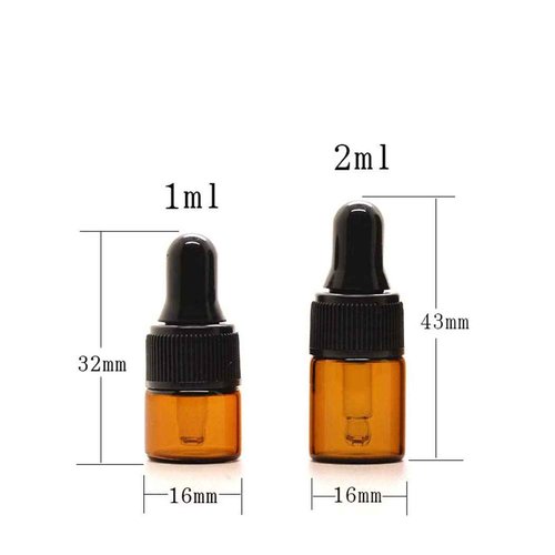 ZbFwmx 50 Pcs Mini Glass Dropper Bottle Lab Dropping Bottles Essential Oil Dropper Bottles Cosmetic Sample Vials Dropping Sample Containers Eye Dropper Dispenser (Black-Brown, 1ML)