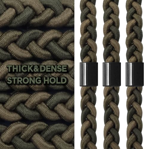 Braided Mens Hair Ties For Men 5 pcs(XL) - For Buns Curly Thick Dense Hair Elastic Hair Ties For Guys | No damage Crease Breakage Man Bun Hair Tie Men with Long Hair | Perfect hairtie(Camo)