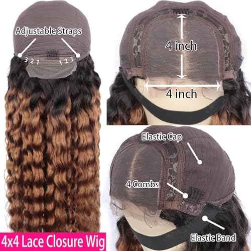 Chocolate Curly Human Hair Wig Lace Frontal Closure Jerry Curly Human Hair Wig Pre Plucked Pre Cut Lace Frontal Closure Glueless Wigs Elastic Band 200% Density