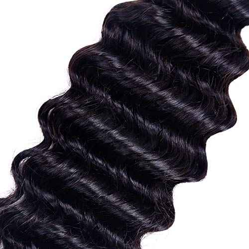 Odir Brazilian Deep Wave Human Hair 1 Bundle 28 Inch Unprocessed 9A Brazilian Deep Wave Virgin Human Hair Weave Bundles Deep Curly Hair Natural Color