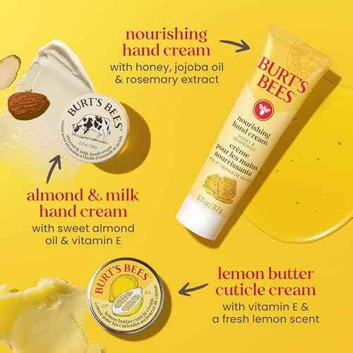 Burt's Bees Christmas Gifts - Tips and Toes Kit, 6 Travel Size Products for Stocking Stuffers - Pomegranate Moisturizing Lip Balm, 2 Hand Creams, Foot Cream, Cuticle Cream, and Hand Salve