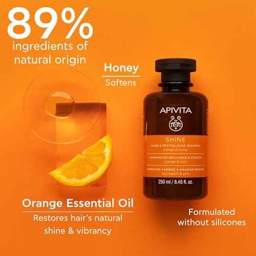 Apivita Shine Shampoo |Shine & Revitalizing Shampoo with Orange & Honey, Silicone-Free, 250 mL / 8.45 oz