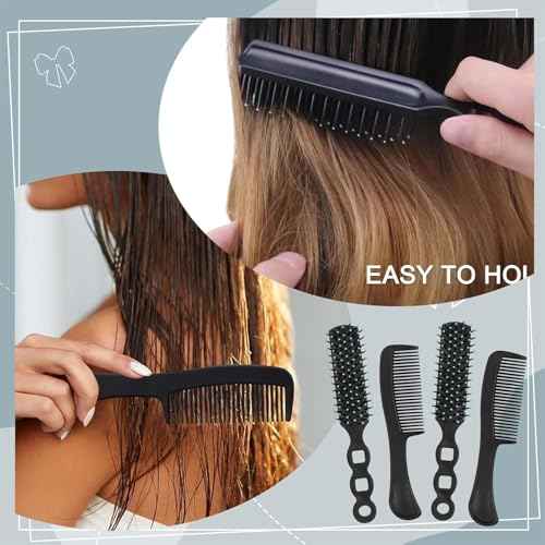200 Pcs Hair Brush and Comb Set in Bulk for Homeless Individually Wrapped, Bulk Comb Brush Hairbrush for Women Kids Hotel Homeless Charity (Black)