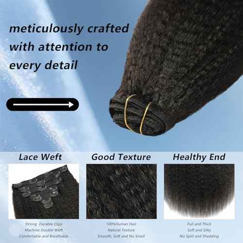 24 Inch 12A Clip In Hair Extensions Real Human Hair 100g 7pcs Yaki Straight Clip ins Human Hair Extensions for women 100% Unprocessed Brazilian Virgin Hair clip ins Natural Black Hair