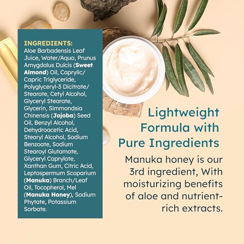 MELORA Manuka Honey Body Lotion (7oz), Moisturizing Lotion with Soothing Manuka Honey & Oil for Dry, Very Dry, Sensitive, or Aging Skin ? Cream Moisturizer for Women & Men