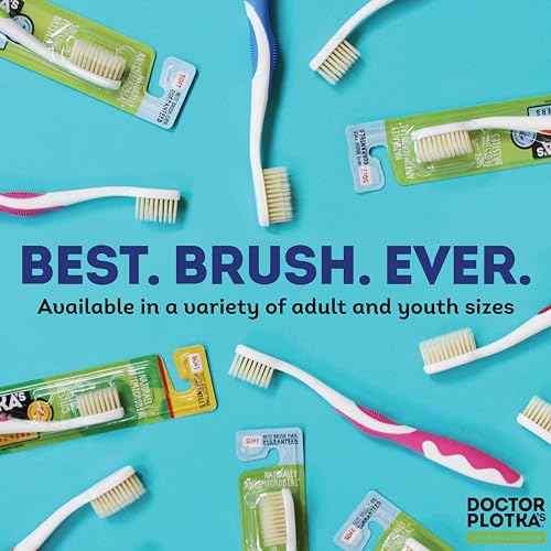 MOUTHWATCHERS Soft Childrens Flossing Manual Toothbrush, Value Pack of 4, Pink and Blue, Toothbrushes for Kids & Teens, Ultra Clean, by Dr. Plotka's