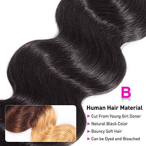 Flady Brazilian Virgin Hair Body Wave 10A Brazilian Hair Weaves 4 Bundles Virgin Human Hair Weaving Natural Black Color 95-100g/bundle (16 18 20 22inch)