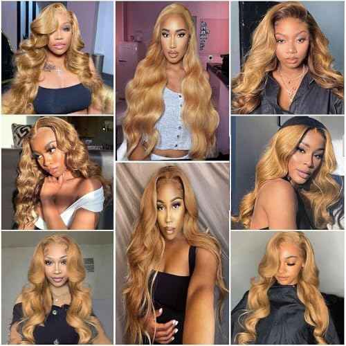 27# Blonde Human Hair Bundles 24 26 28 Inch Honey Blonde Bundle 27 Color Body Wave Bundles Human Hair Unprocessed Brazilian Virgin Quick Weave Hair for Black Women