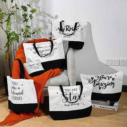 Abbylike 48 Pcs Christmas Thank You Canvas Tote Bags Employee Appreciation Gift for Women Teacher Coworker Staff Nurse