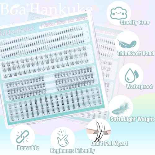 Bottom Lashes Natural 0.07mm Thickness Bottom Lash Clusters Wispy Bottom Eyelashes 306PCS 4 Styles Bottom Lash Extensions by Boahankuke, Black