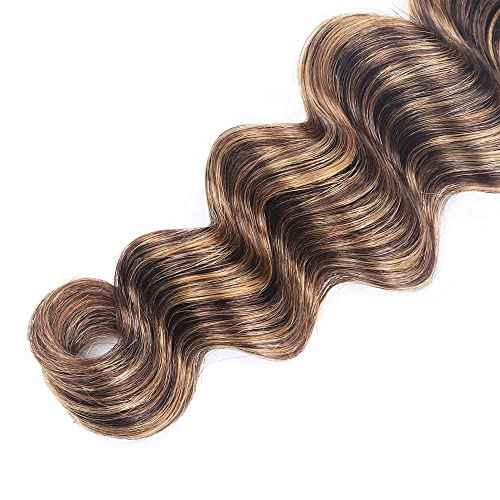 P427 Highlight Blonde Bundles Human Hair Brown Deep Wave 3 Bundles 30 30 30 Inch Unprocessed Brazilian Virgin Remy Honey Blonde Deep Wave Bundle Human Hair Extensions