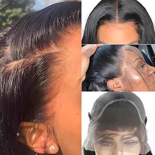 VibeFusion 13x4 HD Transparent Lace Front Human Hair Straight Wig 200% Density Glueless Pre-Plucked Pre-Cut 16 Inch Women's Wig