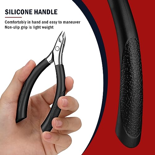FVION Cuticle Trimmer ? Professional Cuticle Nippers, Rubber Coated Handle Manicure Tools ? Stainless Steel Cuticle Cutter for Nails (5mm)
