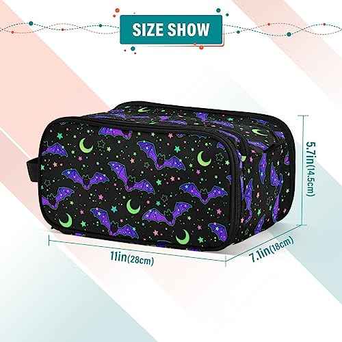 MNSRUU Magic Galaxy Bat Makeup Bag - Large Capacity Cosmetic Organizer, Portable Toiletry Bag for Travel Size