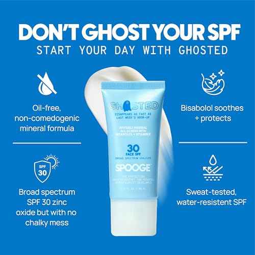 Ghosted Mineral All-Screen - Oil-Free SPF 30 Face Sunscreen - Dermatologist Developed with Cloud Feel Bisabolol for Daily All-Weather Care - Reef Safe, Water-Resistant, Blends Into Skin (1.7oz)