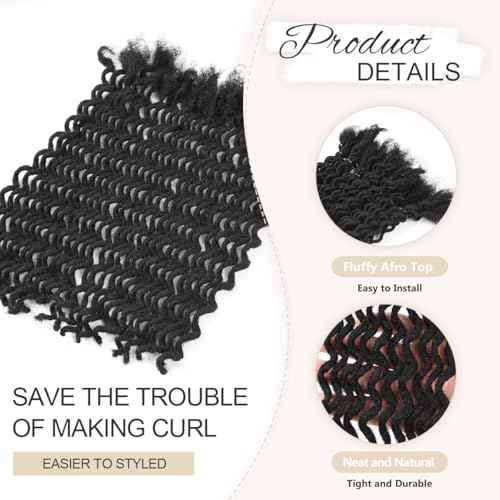 DAIXI Curly Wave Loc Extensions Human Hair, 100% Real Human Hair Dreadlock Extensions for Man/Women Handmade Permanent Dread Extensions Can Be Dyed Bleached Twisted (0.4cm, 1B, 10 Inch 30 Strands)