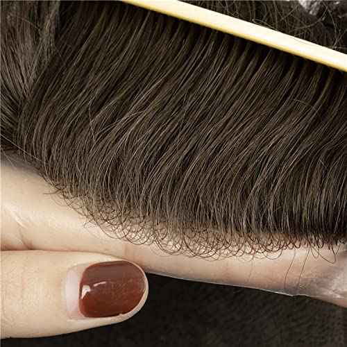 Amiable toupee for men 0.02-0.04mm Ultra Thin Skin Mens Hairpieces 100% European Virgin Human Hair System for Men Soft Skin V-looped mens toupee human hair mens hair piece Color#5 Dark Blonde