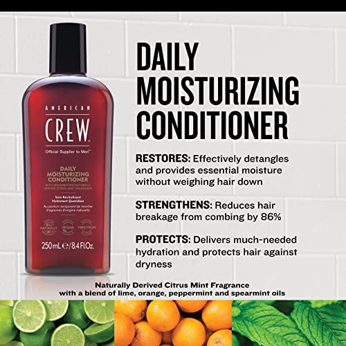 American Crew Conditioner for Men, Daily Moisturizer, Naturally Derived, Vegan Formula, Citrus Mint Fragrance, 3.3 Fl Oz