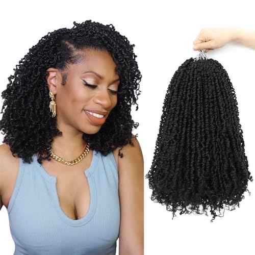 Yanky Twist Crochet Hair 16 Inch 8 Packs Crochet Yanky Twist Hair Spring Mini Twist Crochet Hair Extensions 1B Bohemian Passion Twist Braiding Hair for Black Women