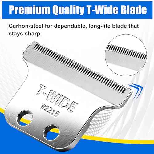 2215 Replacement T Wide Blades Compatible with Wahl 5 Star Detailer Li Trimmer(8081) and (8171) - Adjustable Stainless-steel Zero-Gap Trimmer Blade £¨1PC-silver)