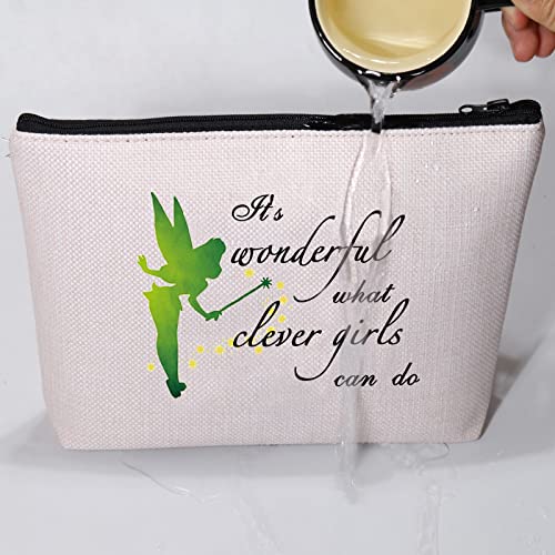 VAMSII Fairy Pixie Makeup Bag Fairy Wings Movie Fans Zipper Bag It's Wonderful What Clever Girls Can Do Pouch (clever girls)