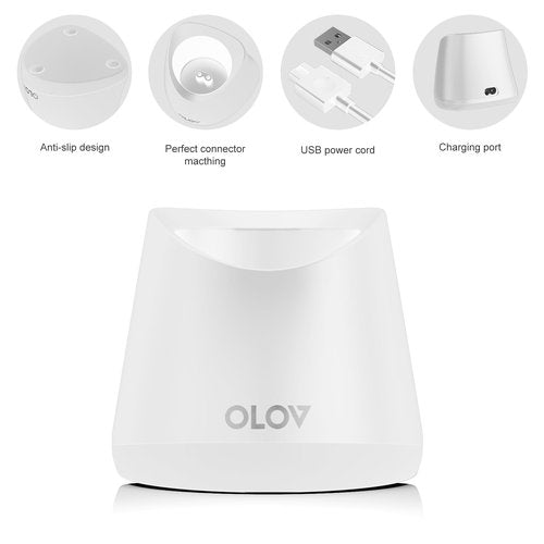 Replacement Charging Base for OLOV Groin Hair Trimmer, USB Recharge Dock & Charging Stand Compatible for OLOV Trimmer, Charging Dock with USB Power Cord, White