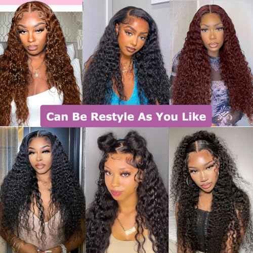 200 density 13x6 deep wave lace front wigs human hair HD Lace Curly Wigs for Black Women Pre Plucked with Baby Hair 13x6 HD Frontal Human Hair Lace Front Wigs for Women (13x6 Deep Wig, 30 Inch)