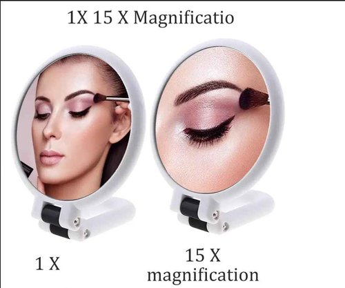 Stianiiie 1X 5X Handheld Mirror with Handle for Travel， Magnifying Mirror, Magnification, Rotation Adjustable Handle, Double Sided Folding, Mirror for Women for Eyes Makeup Travel Shaving (White)