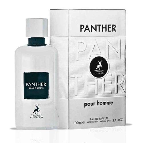 Maison Alhambra Panther Pour Homme Eau De Parfum Spray 100ML (3.4 OZ) Long Lasting Arabian Perfume For Men - Premium Perfume Men Fresh, Citrusy & Spicy Fragrance with Vanilla, Vetiver & Lavender Notes