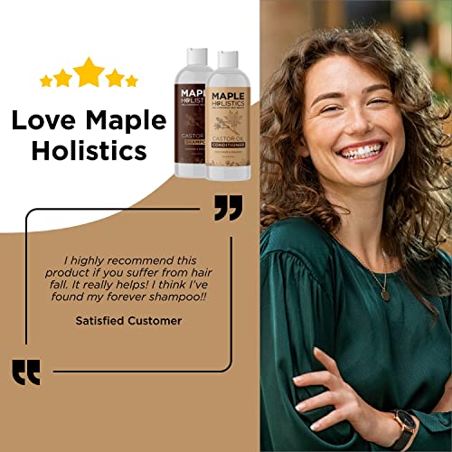 Castor Oil Shampoo and Conditioner Set - Jamaican Black Castor Oil Shampoo and Biotin Collagen Conditioner - Sulfate Free Shampoo and Conditioner for Fine Hair and Dry Scalp Care (Vanilla) -16 Fl Oz