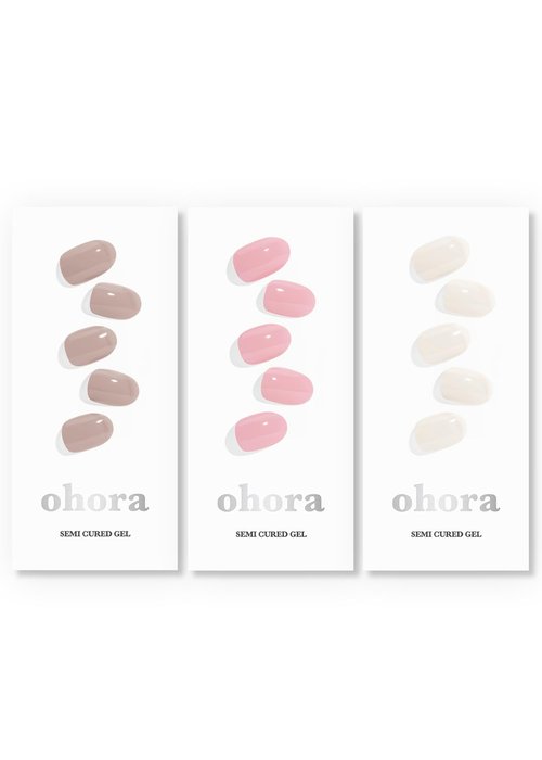 Ohora Semi Cured Gel Nail Strips (N Cream Cotton, Pink, Beige) - The Daily Trio - Works With Any Nail Lamps, Salon-Quality, Long Lasting, Easy to Apply & Remove
