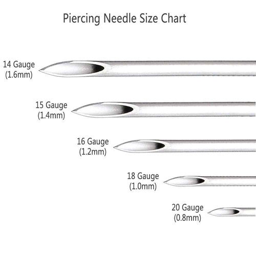 ZS 100pcs Body Piercing Needles - Ear Navel Nose Lip Nipple Piercing, 14G, 15G, 16G, 18G, 20G, Disposable Professional Body Piercing Needles Tool, Tattoo Supplies (20G)