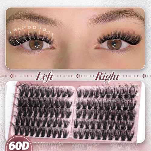 Yawamica Cat Eye Lash Clusters Fluffier Cluster Eyelash Extensions Wispy Individual Lashes Premade Eyelash Clusters Left Right Cluster Lashes 60D 80D 100D Volume 300pcs Eye Lashes Clusters DIY Lash
