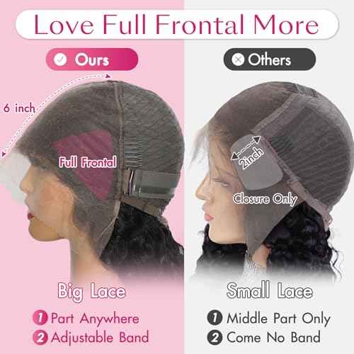 30 Inch Water Wave Lace Front Wigs Human Hair 13x6 HD Lace Frontal Wigs Pre Plucked Glueless Brazilian Curly Human Hair Wig 200 Density Glueless Frontal Wigs for Women