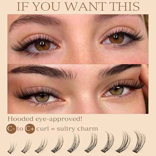 Natural Lash Clusters Wispy Eyelash Clusters C Curl Left&Right Cluster Eyelashes Extensions 180pcs Cluster Lashes DIY Individual Lash Extension Thin Band Cat Eye Lashes by TOOCHUNAG