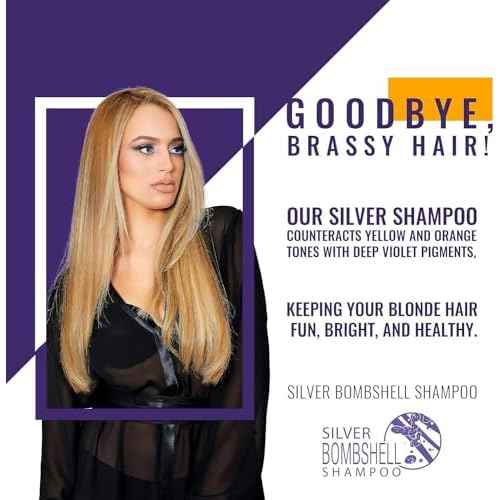 GK HAIR Global Keratin Silver Bombshell Purple Shampoo (24 Fl Oz/710ml) For Blonde, Platinum, Ash, Silver & Gray Hair Moisturizes Dry & Damaged Removes Yellow Brassy Tones