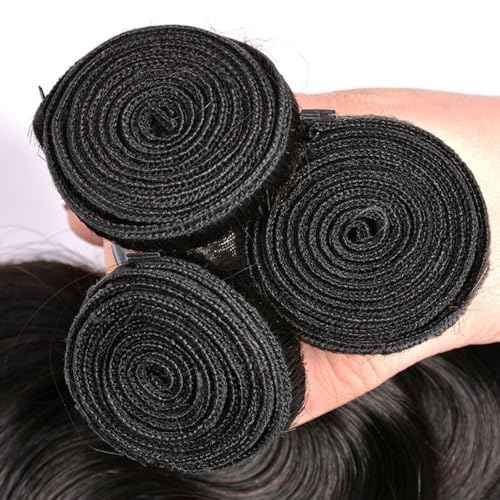 Body Wave Human Hair Bundles - Brazilian 2 Bundles for Black Women, 20 22 Inch, 10A Grade 100% Unprocessed Extensions, Natural Black