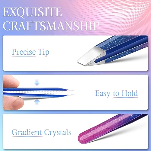 2 Pack Stocking Stuffers for Women Teen Girls Tweezers Set: Gifts for Christmas Birthday Present for Her Mom Wife Sister Trendy Stuff - 5pcs Facial Hair Eyebrow Tweezers Grooming Kit(Bestie Color)