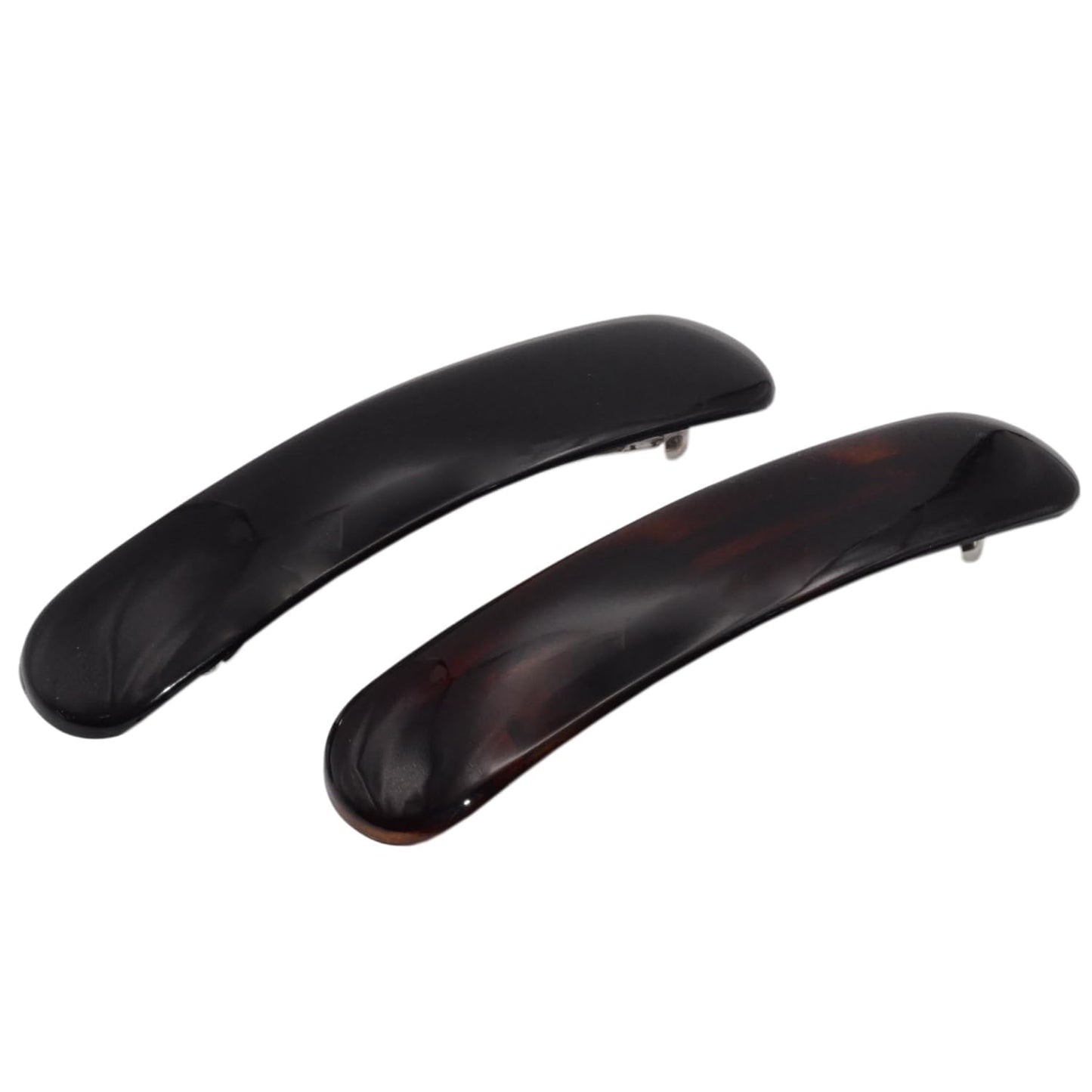 Parcelona French Elegant Duo 4" Tortoise Shell and Black Celluloid Set of 2 Hair Clips Fashion Durable No Slip Women Hair Accessories Hair Barrette Clip for Girls, Made in France