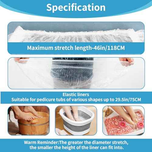 REQEHO 25PCS Pedicure Liners Disposable - Plastic Footsie Footbath Foot Soak Bath Spa Pedicure Bowl Liners Disposable Covers Bags for Feet Basin Soaking Bucket Tub Productos Para Pedicura Spa Supplies