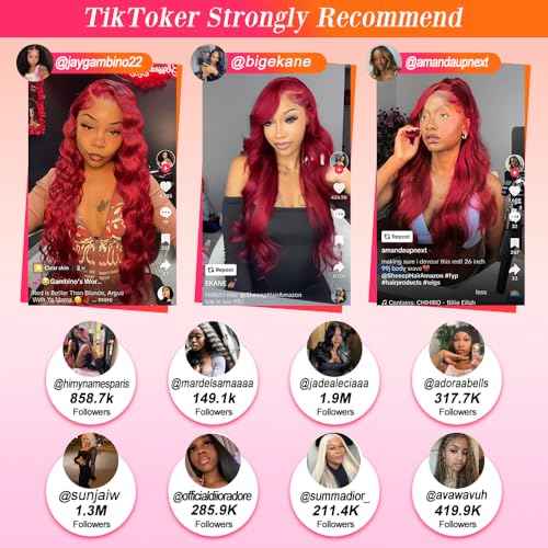 Sheeep 99j Burgundy Lace Front Wigs Human Hair Pre Plucked with Baby Hair 200% Density 13X4 Red Body Wave Human Hair Wigs for Women Natural Hair Wig 26 Inch