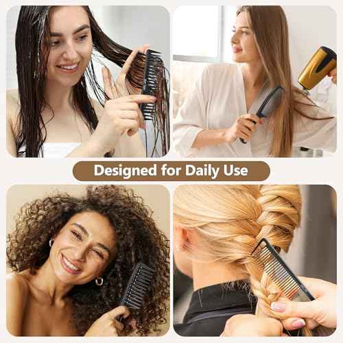 SALONSILK Women Hair Comb Set - 14PCS Wide Tooth Rat Tail Styling Combs Pick for Curly - Teasing Parting Fine Professional Barber Cutting Braiding Set