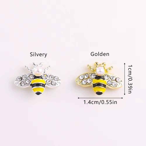 COOSLIM 10Pcs Gold Bee Nail Art Charms, 3D Gold Alloy Bees Jewelry Charm for Nails, DIY Design Cute Kawaii Nail Crystal Rhinestone Decoration Nail Art Supplies Accessories for Women and Girls 1