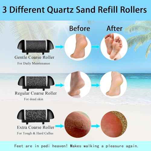 Extra Coarse 3 Refill Rollers for Electric Feet Callus Remover BK-506, Replacement Rollers Heads Foot Care Pedicure Tools 3 Pack- 1 Extra Coarse, 1 Regular Coarse, 1 Gentle Coarse Refill Rollers