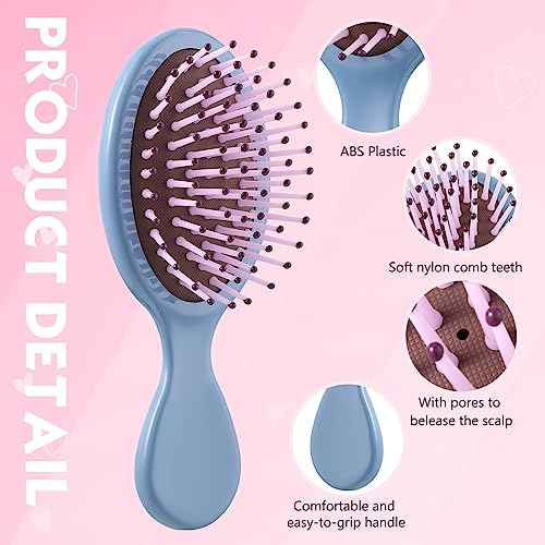 Gerrii 112 Pcs Mini Wet Hair Brush Hair Combs Set 56 Small Pocket Travel Detangler Hairbrush 56 Colorful Plastic Fine Wide Hair Combs Toddler Detangling Brushes Soft Bristles Bulk (Bright Color)