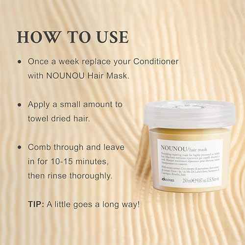 Davines NOUNOU Hair Mask, Nourishing And Repairing Treatment For Bleached, Permed Or Relaxed Hair, Add Shine Weightlessly