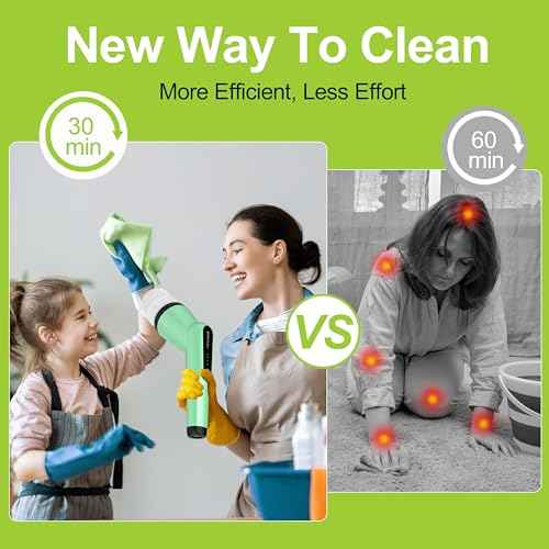 G2-Electric Spin Scrubber - IPX7 Waterproof 10-in-1 Shower Cleaner Brush, Retractable Handle & 2-Speed for Bathroom, Bathtub, Kitchen, Tile Floors